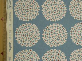 コットンこばやし 北欧調サークルフラワーキャンバスブルーグレー地