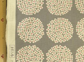 コットンこばやし 北欧調サークルフラワーキャンバスグレージュ地