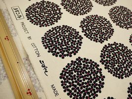 コットンこばやし 北欧調サークルフラワーキャンバスアイボリー地×黒花