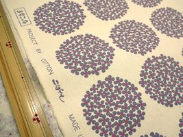 コットンこばやし 北欧調サークルフラワーキャンバスアイボリー地×グレー花