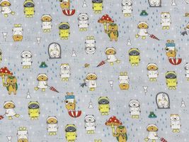 コットンこばやしダブルガーゼプリント「雨の日と猫」_拡大イメージ
