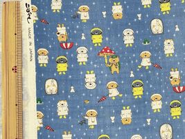 コットンこばやしダブルガーゼプリント「雨の日と猫」ネイビー
