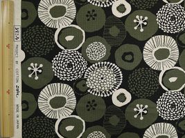 コットンこばやし ぽたぽた花の綿麻キャンバスプリントカーキ