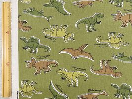 LEGIT DINOSAUR 恐竜好きのための綿麻キャンバスプリントカーキ