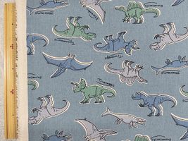 LEGIT DINOSAUR 恐竜好きのための綿麻キャンバスプリントライトブルー