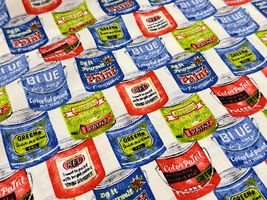 my piece of fabric ペンキ缶のブロードプリントオフ白地