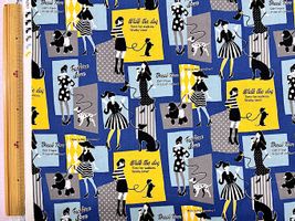 シーチングプリント un/no「GIRLSWALK」ネイビー