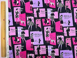 シーチングプリント un/no「GIRLSWALK」ブラック