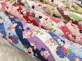 【現品限り特価】和柄シーチングプリント「川と桜」_拡大イメージ