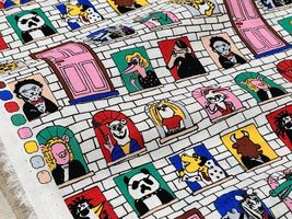【現品限り特価】my piece of fabric 60ローンプリント「アニマルスター・アパートメント」オフ白