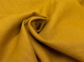 お買い得価格の広幅スラブリネンクロスマスタード