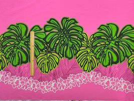 T/Cハワイアンプリント「レイ&モンステラボーダー」ピンク