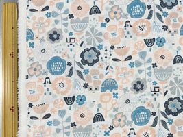Nordicスケアープリント「花とおうち」オフホワイト×ピンク系