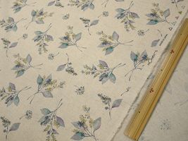 綿麻プリント 「モーメント・リーフフラワー」ナチュラル