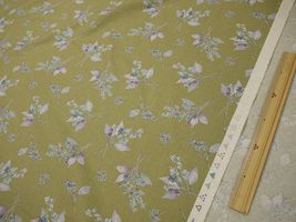 綿麻プリント 「モーメント・リーフフラワー」カーキグリーン