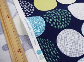 大きめ！北欧調 とことんシンプルなオックスプリント紺地丸柄