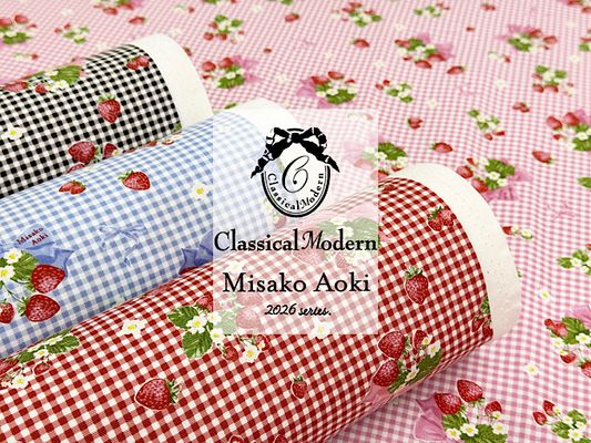 青木美沙子×クラシカルモダン オックスプリント「ストロベリーチェック」