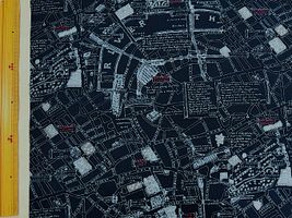 オックスプリント「ロンドンの街並み」ネイビー