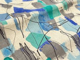 Exclusive Collection 綿麻シーチングプリント「カラーペイント」ブルー系