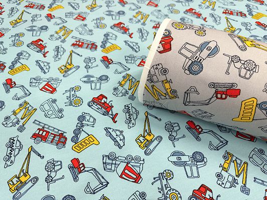 【現品限り特価】入園入学オックスプリント「はたらくくるま」