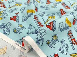 【現品限り特価】入園入学オックスプリント「はたらくくるま」_拡大イメージ