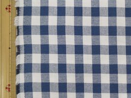 サステナブルな綿ポリダンガリー紺1cmギンガム
