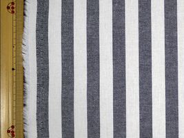 サステナブルな綿ポリダンガリー黒1cmストライプ