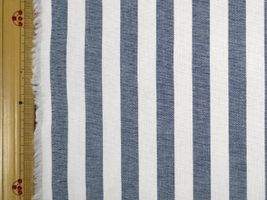 サステナブルな綿ポリダンガリー紺1cmストライプ