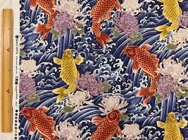 【現品限り特価】「百華繚蘭」鯉の滝登りと菊ネイビー