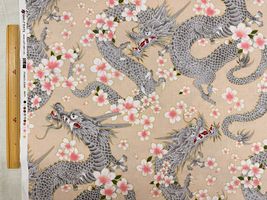 【現品限り特価】「百華繚蘭」桜咲く昇り龍ベージュ