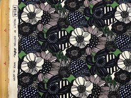 コットンこばやし 北欧調アートフラワーコットンキャンバスプリントグリーン地