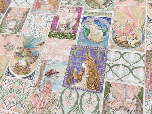 『Hoyoka』Art Nouveau Catsのシーチングプリント