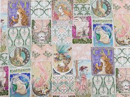 『Hoyoka』Art Nouveau Catsのシーチングプリント_拡大イメージ