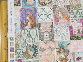 『Hoyoka』Art Nouveau Catsのシーチングプリントピンク