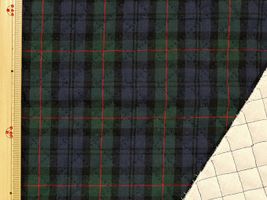 先染めチェックキルティング緑紺赤