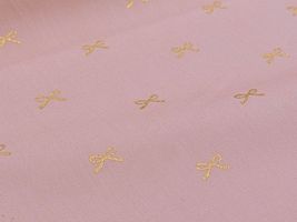 コットンこばやし ラメリボンのブロードプリントスモークピンク