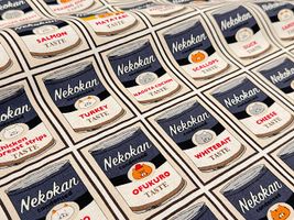 コットンこばやし ネコ缶のキャンバスプリントブラック