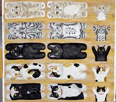 コッカ ごろりんアニマルのシーチングパネルプリントネコ