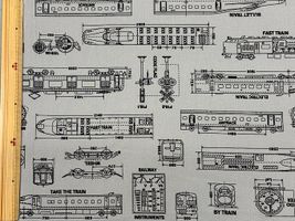 電車の設計図柄のオックスプリント_拡大イメージ