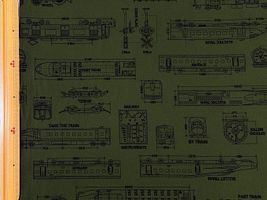 電車の設計図柄のオックスプリント_拡大イメージ