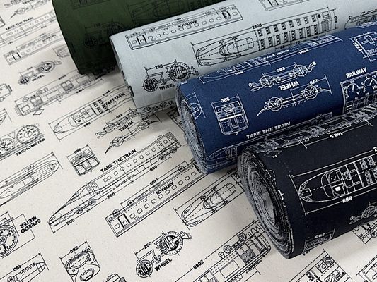 電車の設計図柄のオックスプリント
