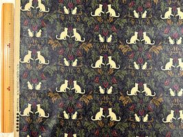 ラミネートプリント「アンティーク調ネコダマスク」ブラック