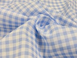 【現品限り特価】やさしいギンガムのローンプリントブルー