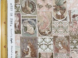 『Hoyoka』Art Nouveau Catsのシーチングプリントセピア