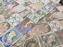 『Hoyoka』Art Nouveau Catsのシーチングプリント_拡大イメージ