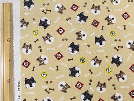 コットンこばやし綿麻キャンバスプリント「SHIBAINU〜柴犬〜」サンドベージュ