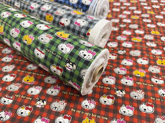 コットンこばやし綿麻キャンバスプリント「Buchakawa Neko」