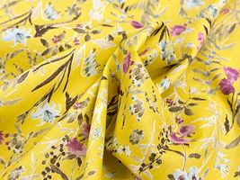 【現品限り特価】Exclusive Collection オーガニックコットンの花柄ローンプリントイエロー