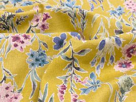 【現品限り特価】Exclusive Collection 綿麻シーチングプリント「ボタニカル・ガーデン」マスタード