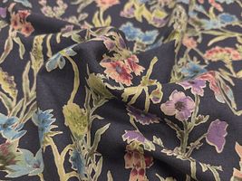 【現品限り特価】Exclusive Collection 綿麻シーチングプリント「ボタニカル・ガーデン」ネイビー